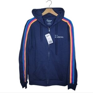 NWT Amazon | Accelerate Navy Hoodie Swag Jacket with Rainbow Stripes Size Large